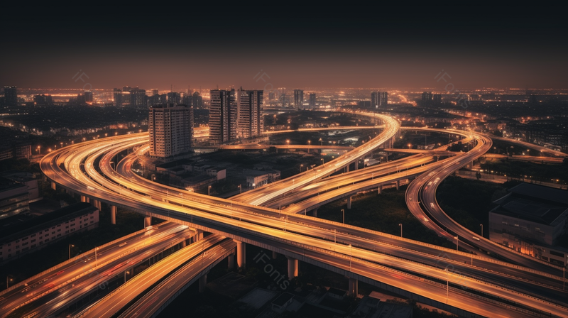 夜景高速公路摩天大楼灯光闪烁交通枢纽摄影图,高清,摄影图,摄影图片,图片大全,摄影图免费下载